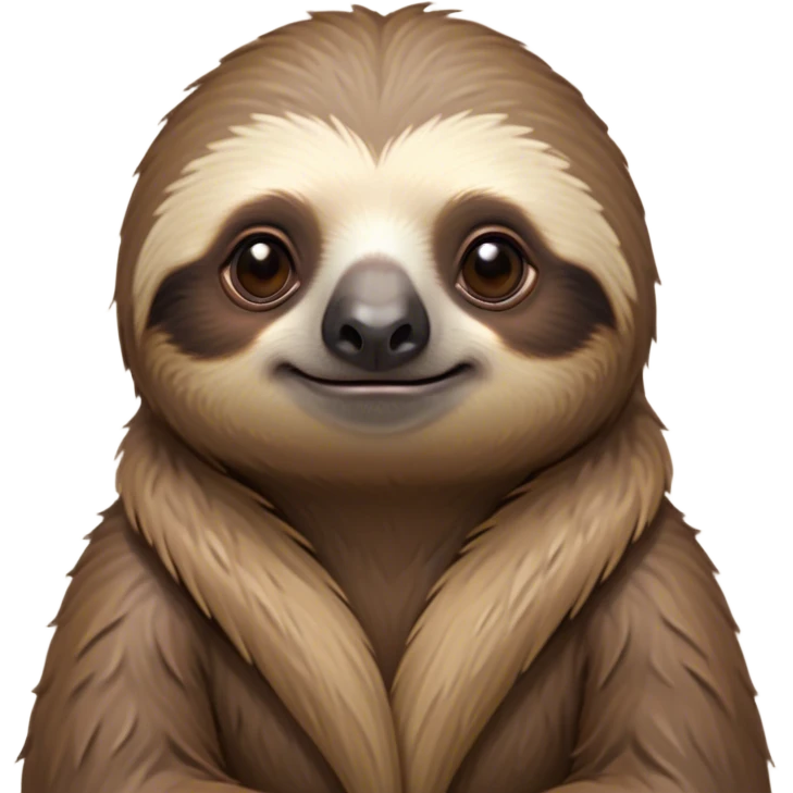 Cinematic Noble Sloth Portrait Emoji, Poised and serene, with a leisurely, gentle build and calm, wise eyes adorned with soft, textured fur, Simplified yet sharp and sophisticated features, highly detailed, glowing with a soft, tranquil glow, high shine, intelligent and unhurried, stylized with an air of relaxed authority, focused and composed, soft glowing outline, capturing the essence of a watchful and confident guardian that appears ready to slowly emerge from the screen with effortless grace! emoji