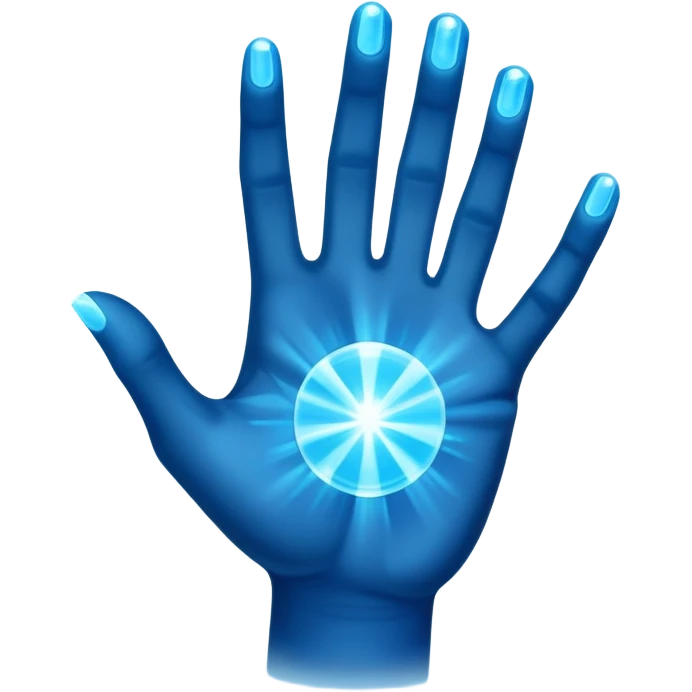Make a hologram projection coming from hand emoji