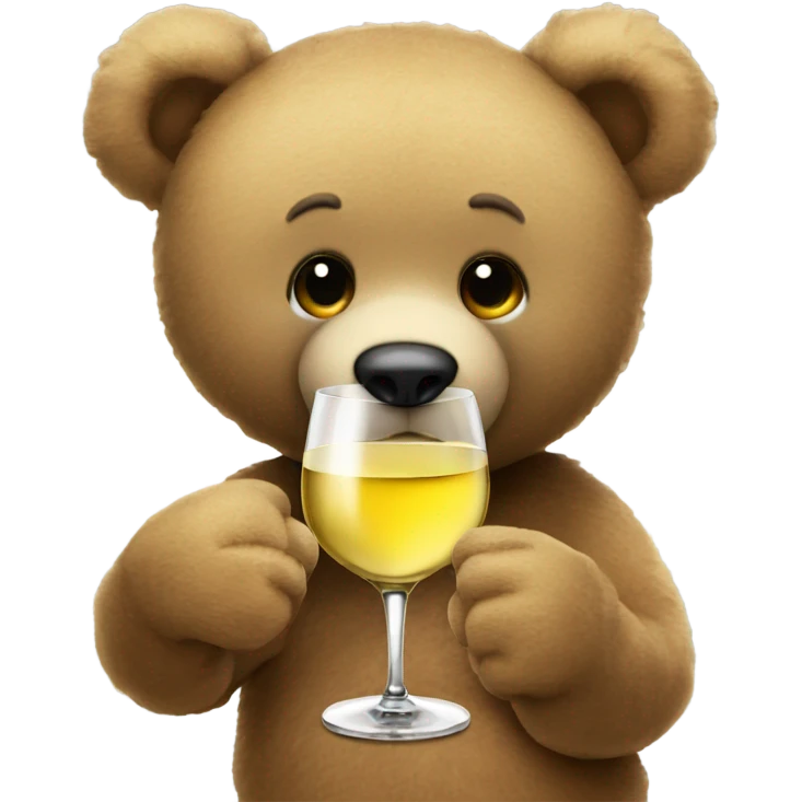 Teddy Bear drinking one glass of white wine emoji