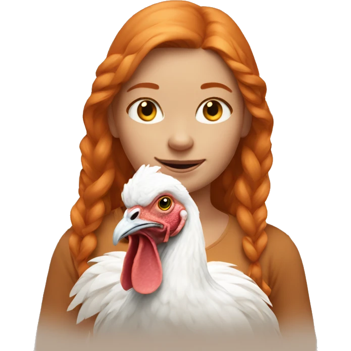 Ginger girl with a brahma hen emoji