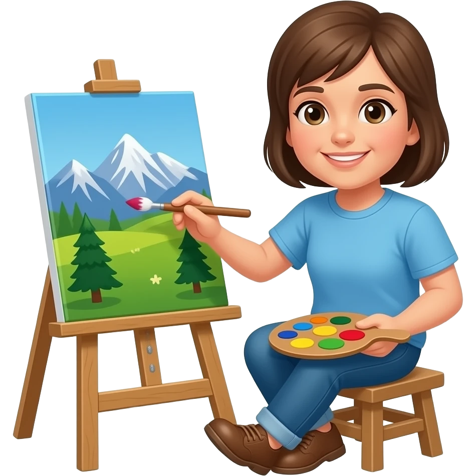 person painting at the grand tetons in the background emoji