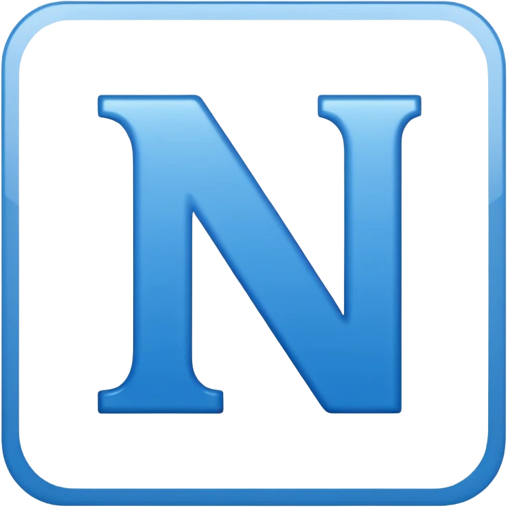capital letter "N" printed in blue square in middle emoji