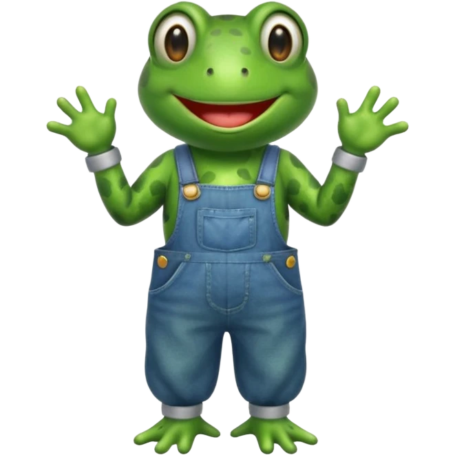 happy frog in overalls emoji