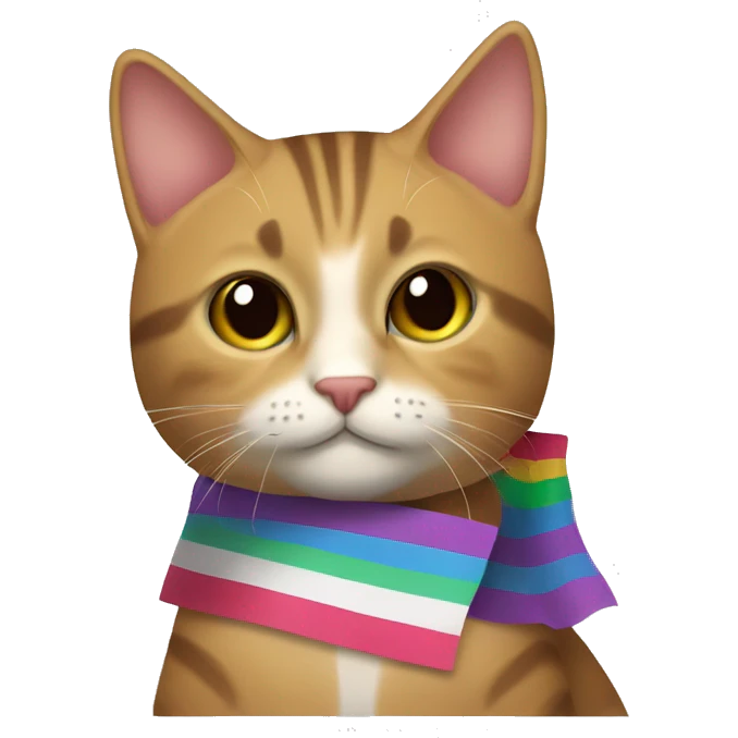 Un gato con la bandera lgtb emoji