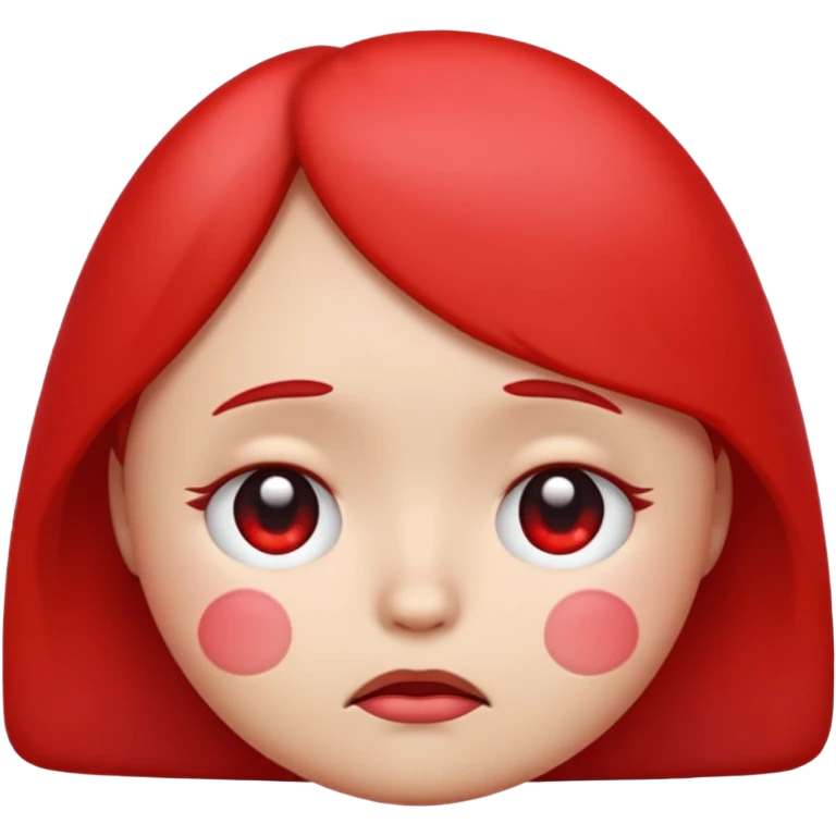 Cute emoji with sad eyes red and red cheeks emoji