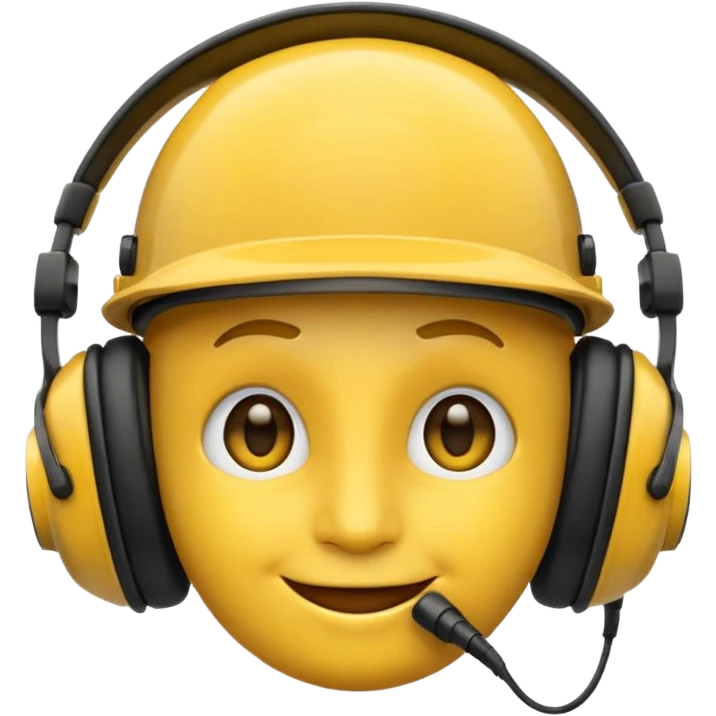 un emoji qui écoute de la musique avec un casque audio avec un léger sourire emoji