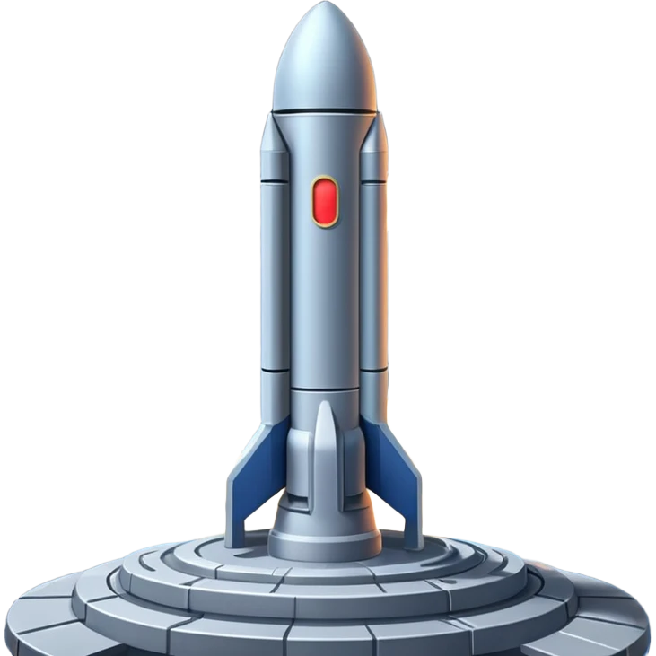 missile battery on a space station launching a missile with stars in the background emoji