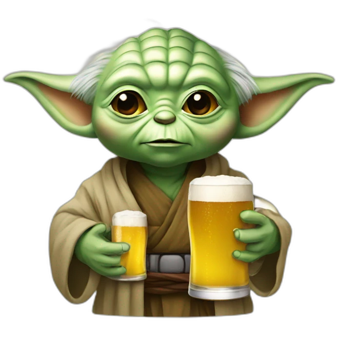 Yoda with beer emoji