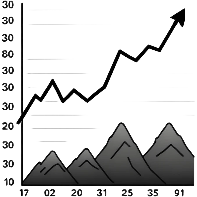A line graph in the style of a Japanese sketch emoji