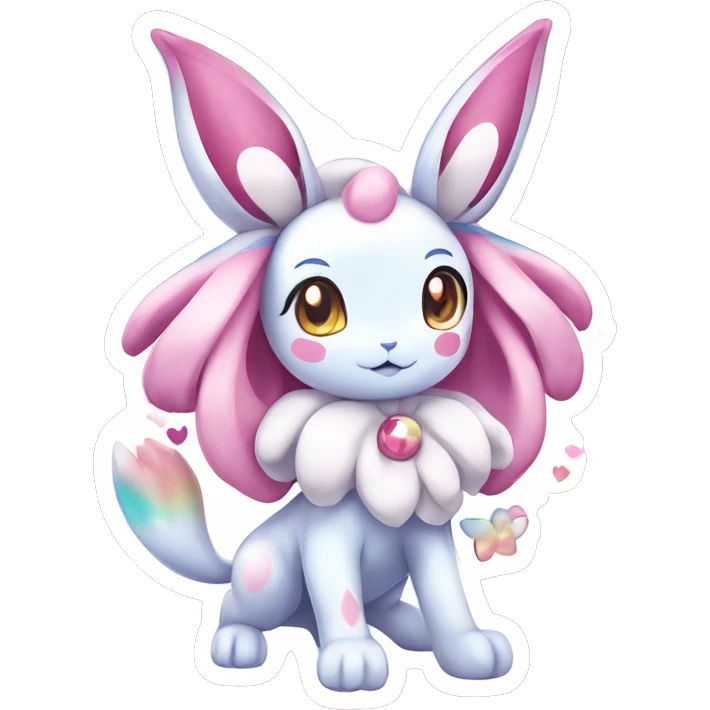 Kawaii Gorgeous Beautiful Shiny Sparkly Sylveon-Pokémon full body sticker emoji