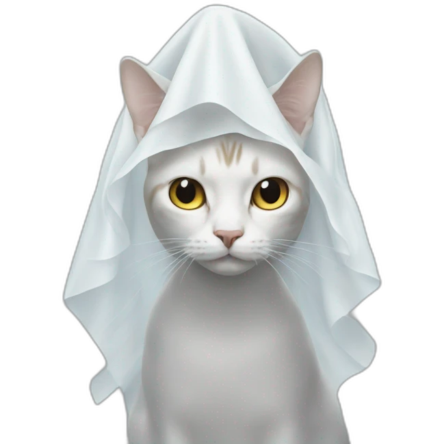 Cat with sheet over head ghost emoji