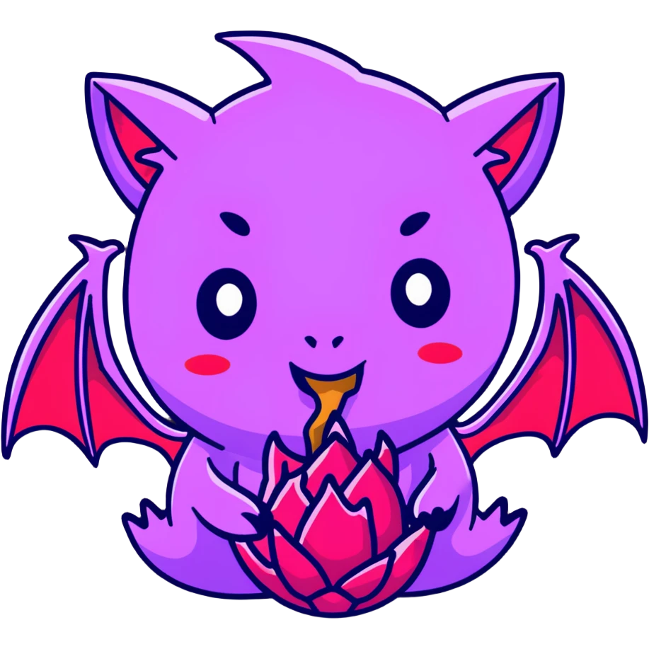 Bat looks like dragon fruit eating red dragonfruit  emoji