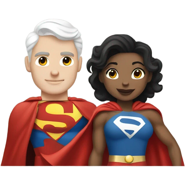 White Superman and super woman emoji