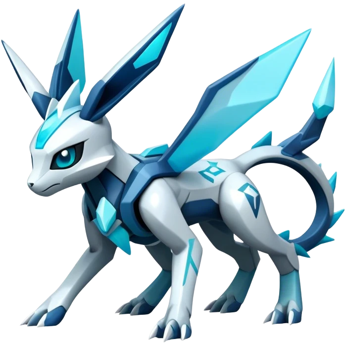 Futuristic Glaceon-dialga-hybrid, full body emoji