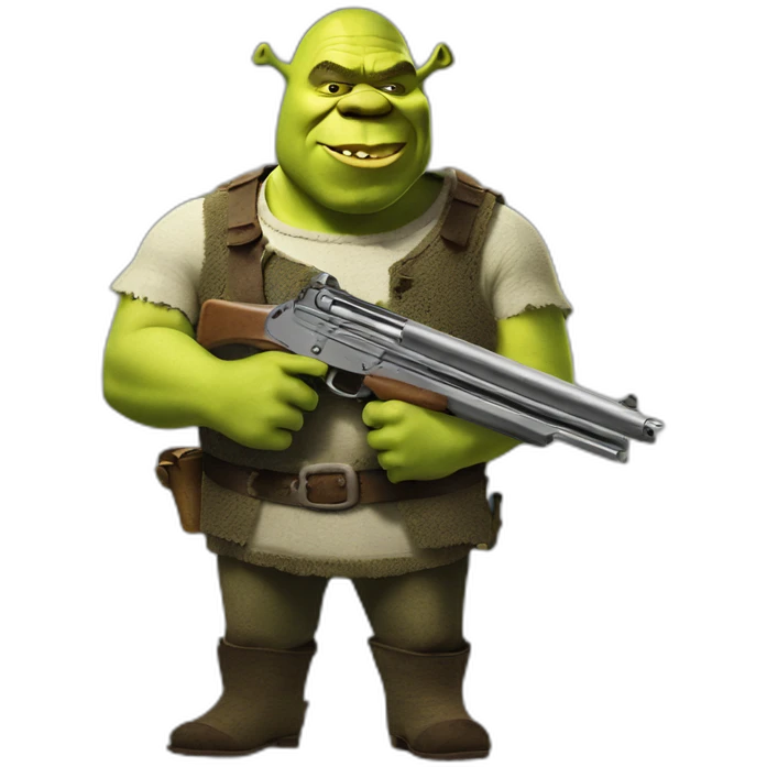 shrek with a gun emoji