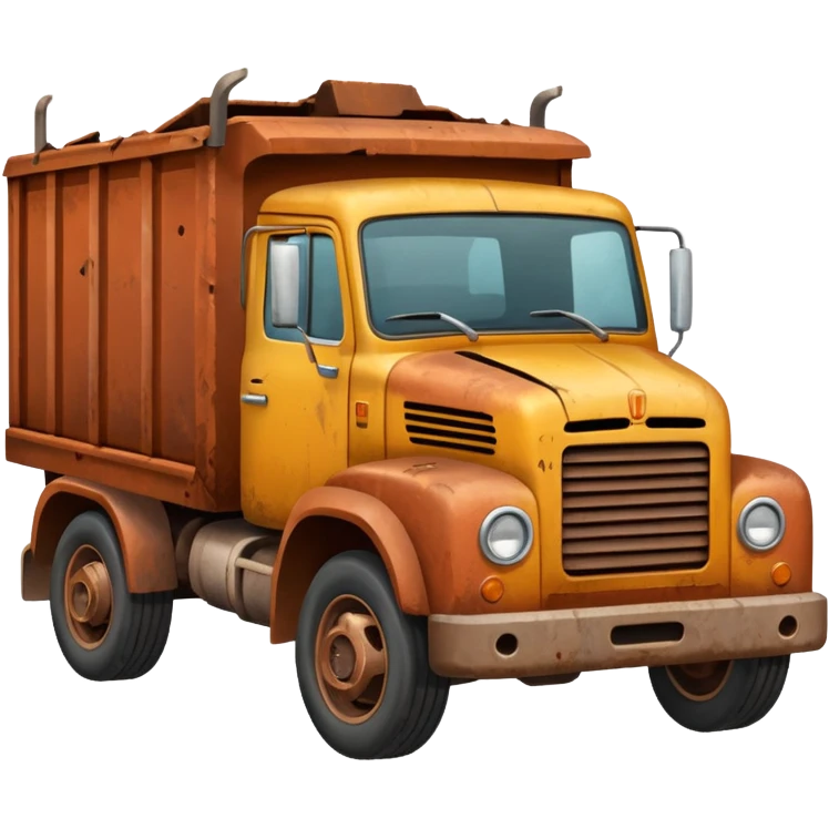 Truck damaged like junkyard with no wheels and trusted  emoji