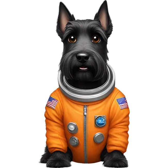 Scottish terrier dog in a orange space suit emoji