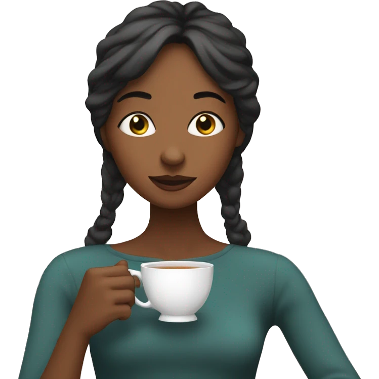 Girl sipping tea with eyes wide open emoji