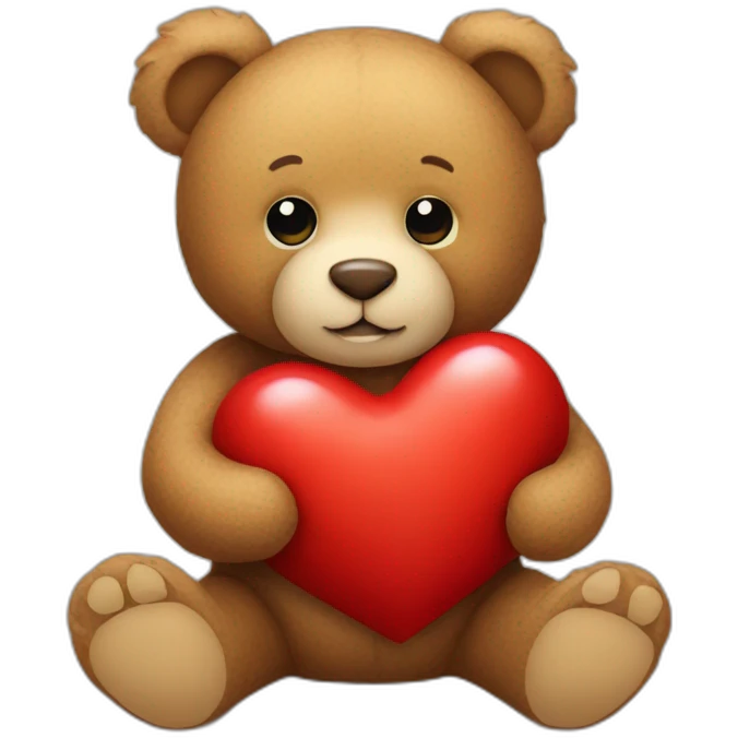 teddy bear holding a heart emoji