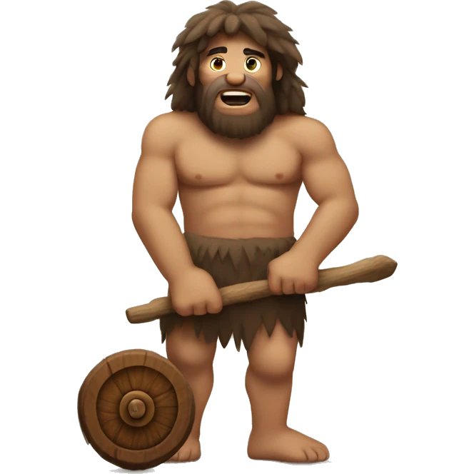 caveman with wooden wheels emoji
