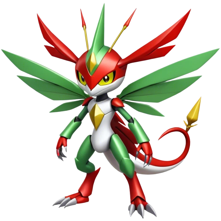 Cute Cool Edgy Shiny Ethereal Legendary Kartana-Digimon-Scizor-hybrid full body emoji