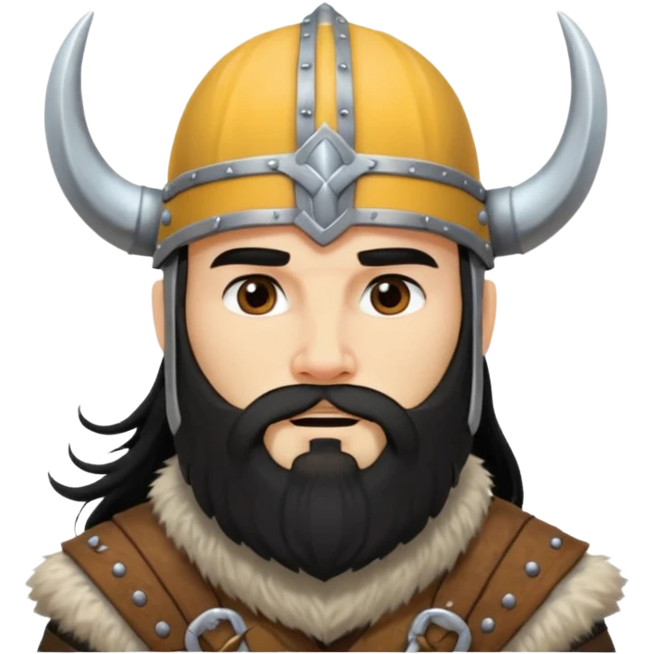 bearded Vikings with black long hair emoji