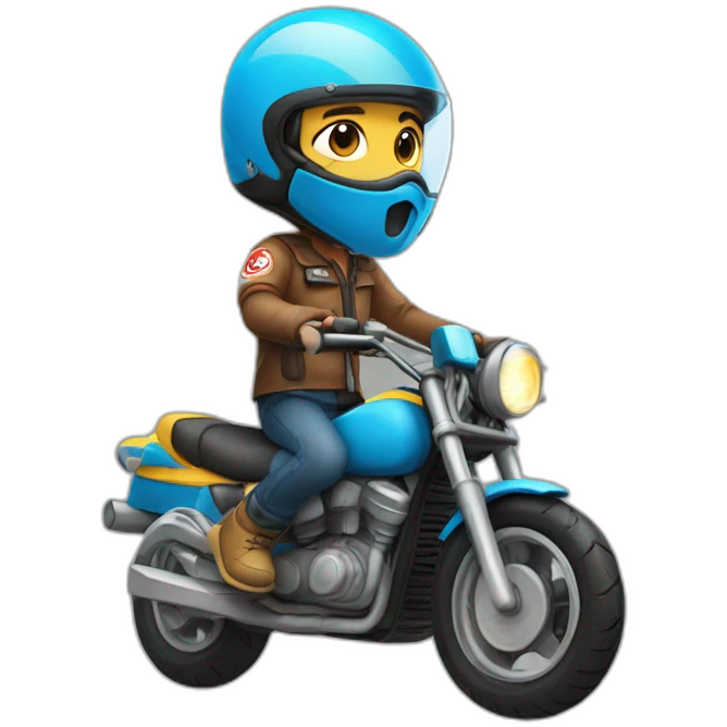 Kid on motor bike with wearing helmet and shoes emoji