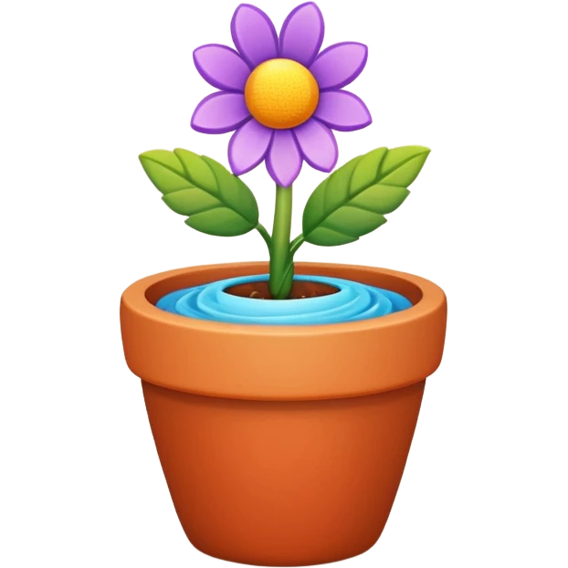 flower pot object icon, small decorative plant pot with blooming flower, ceramic texture, vibrant colors, cute garden vibe, 3D cartoon style, mobile game icon style, centered, clean background, no text, no watermark
 emoji