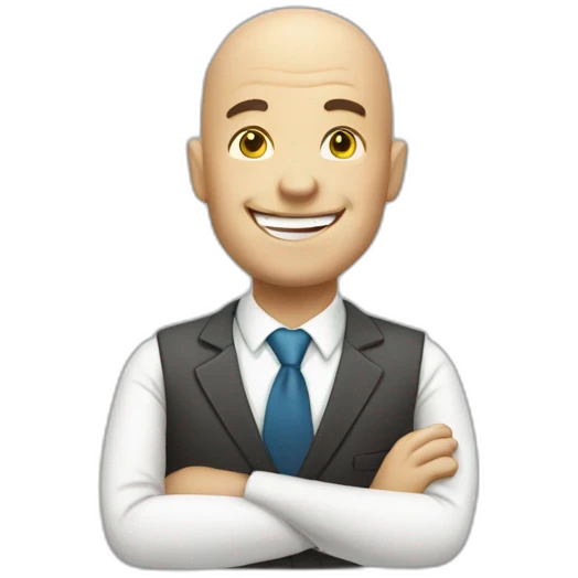cheerful bald businessman approves emoji