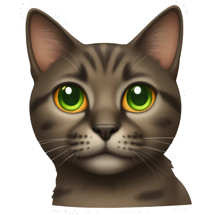 A cat who has orange little points and Green eyes and black brown body  emoji