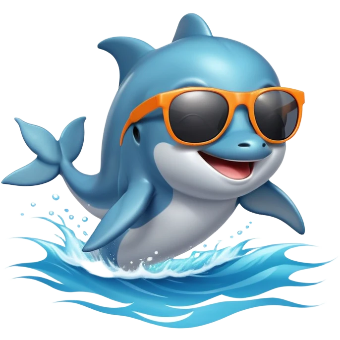 Dolphin wearing sunglasses while surging emoji