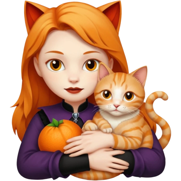 vampire cradling orange tabby emoji