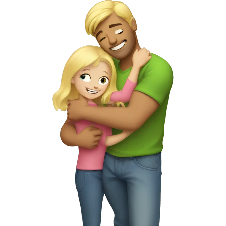 Blonde dad hugging blonde child emoji