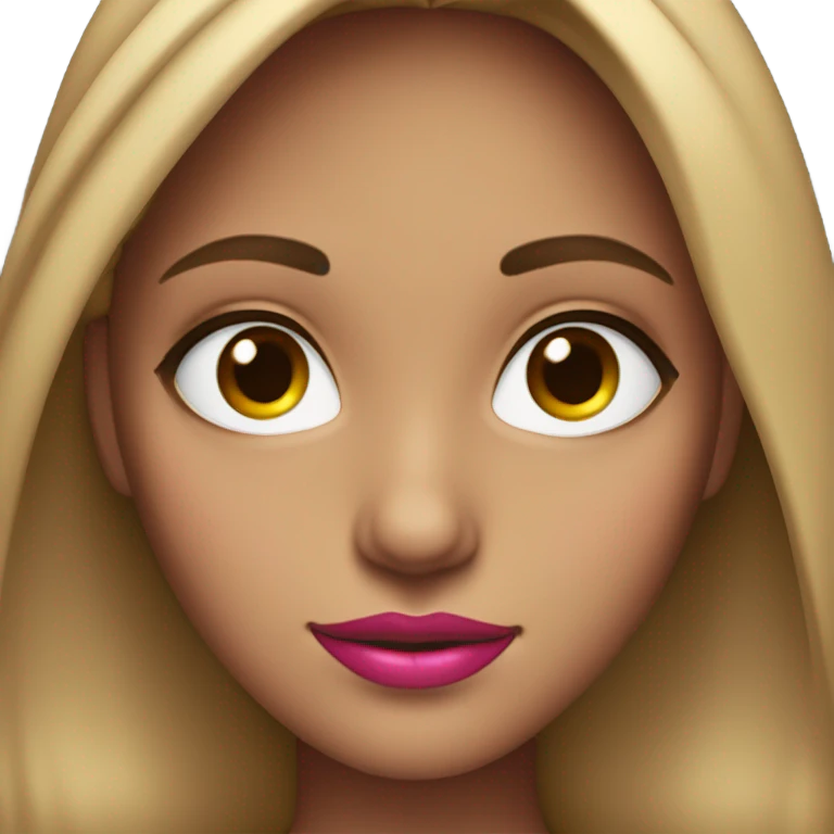 Pretty girl with brown eyes, long lashes, darkish blonde hair with hot pink front pieces  emoji