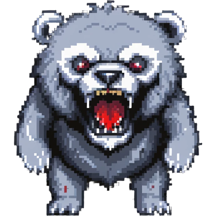 battle-scarred fluffy bear monster with fangs emoji