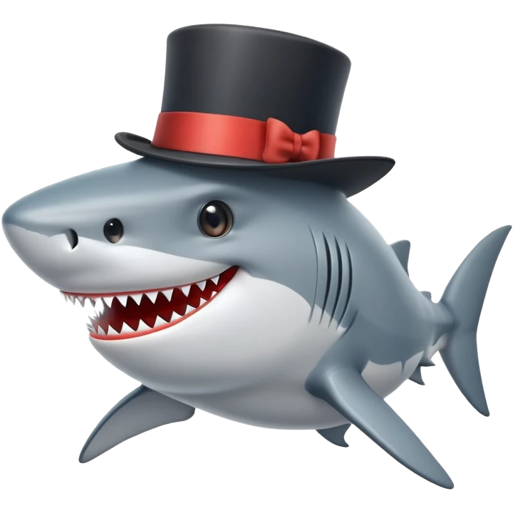 Shark with a top hat emoji