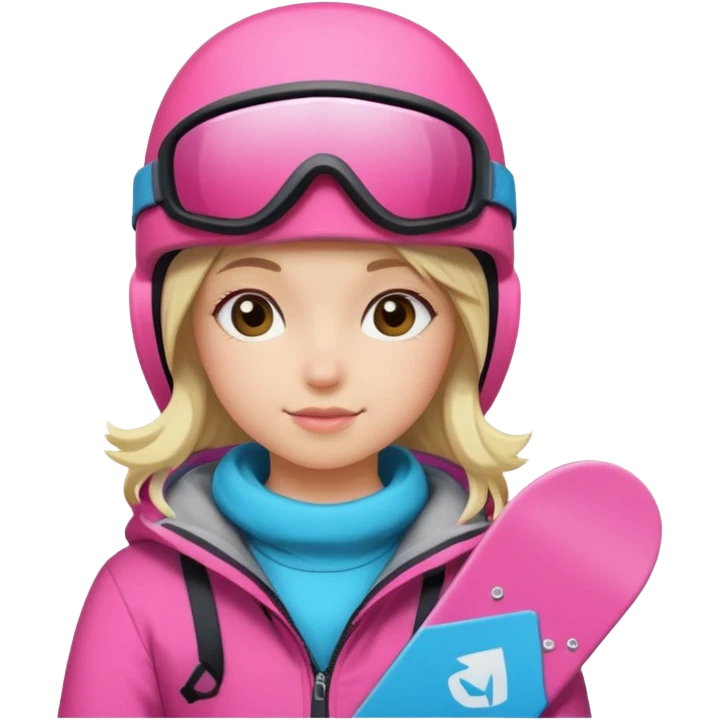A snowboarder girl in a pink kosume emoji