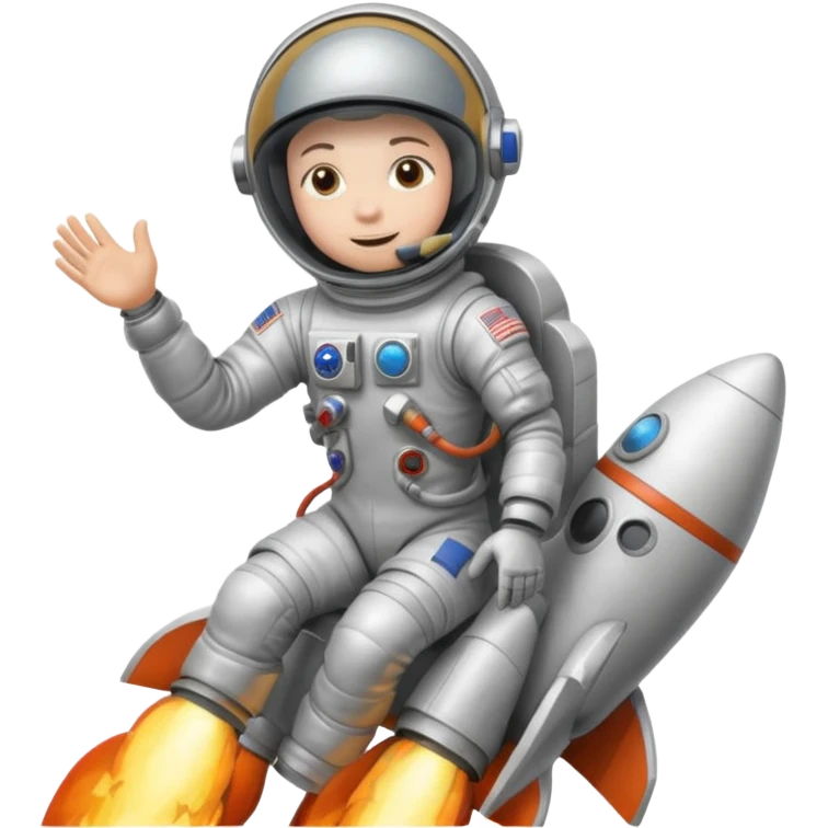 astronaut siting on top of rocket taking off emoji