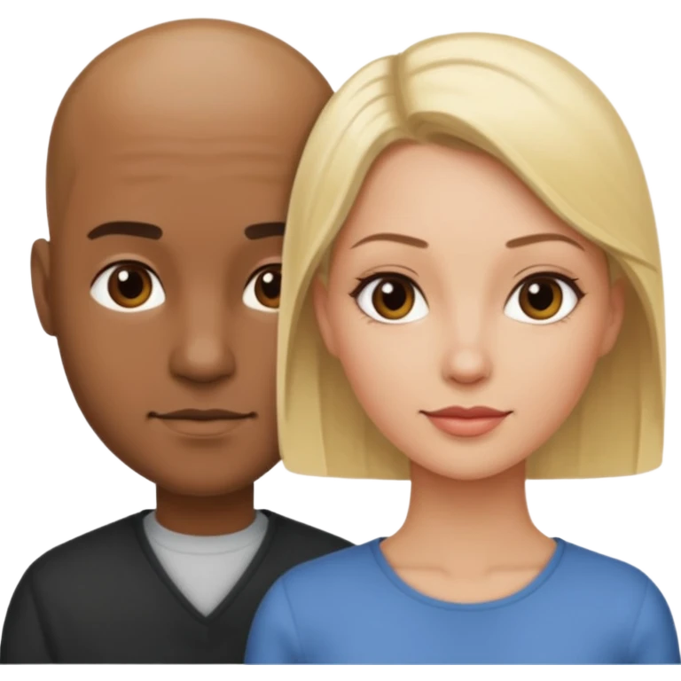 One woman medium length blond highlights hair
One man medium dark skin no hair emoji