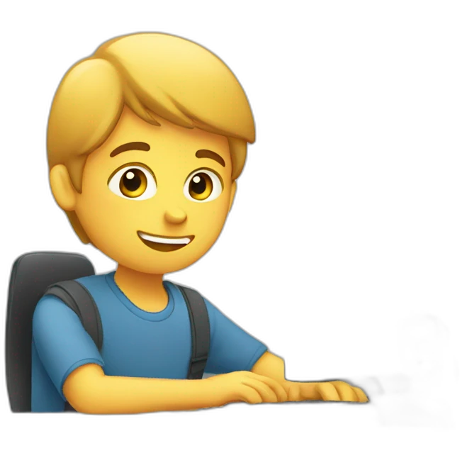 boy working on computer emoji