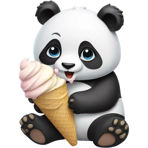Panda eating ice cream emoji