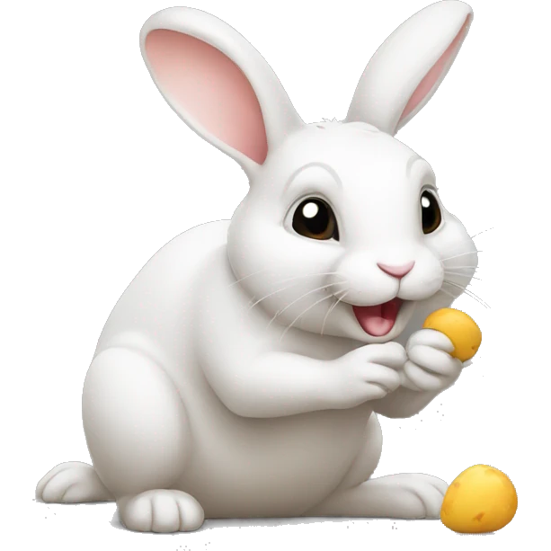 Rabbit playing with mouse emoji