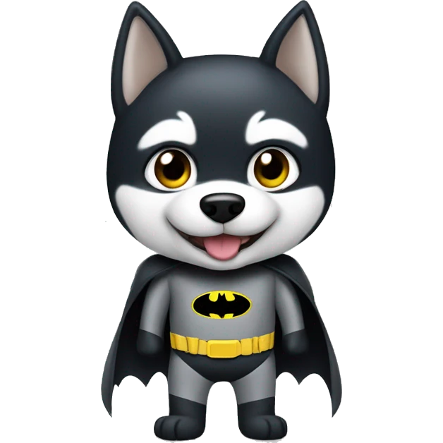 A husky dog dressed as Batman emoji