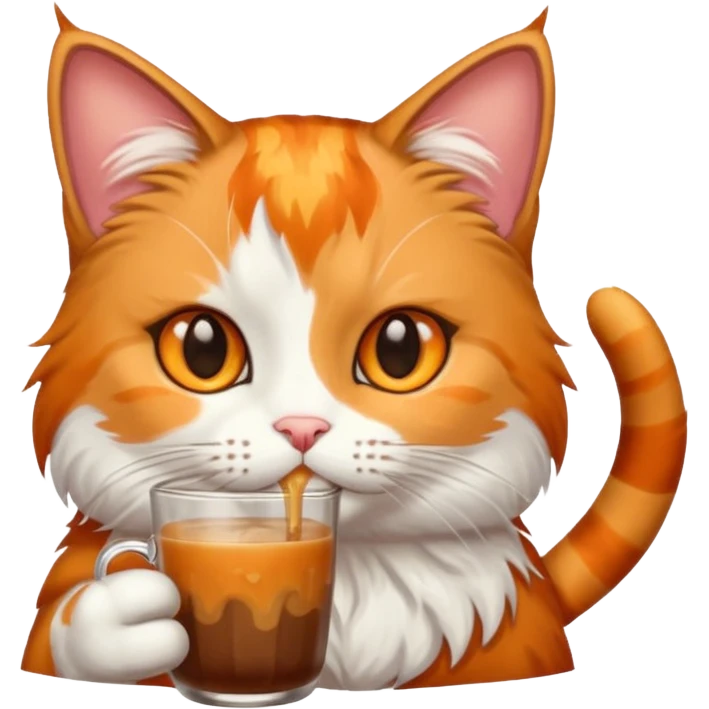 calico cat drinking chai emoji