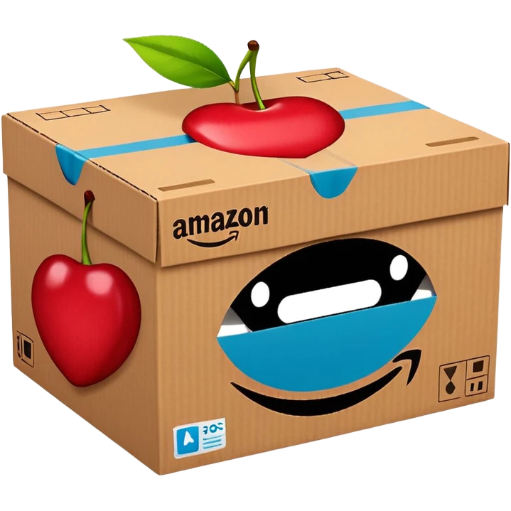 caja de Amazon prime color cherry red emoji