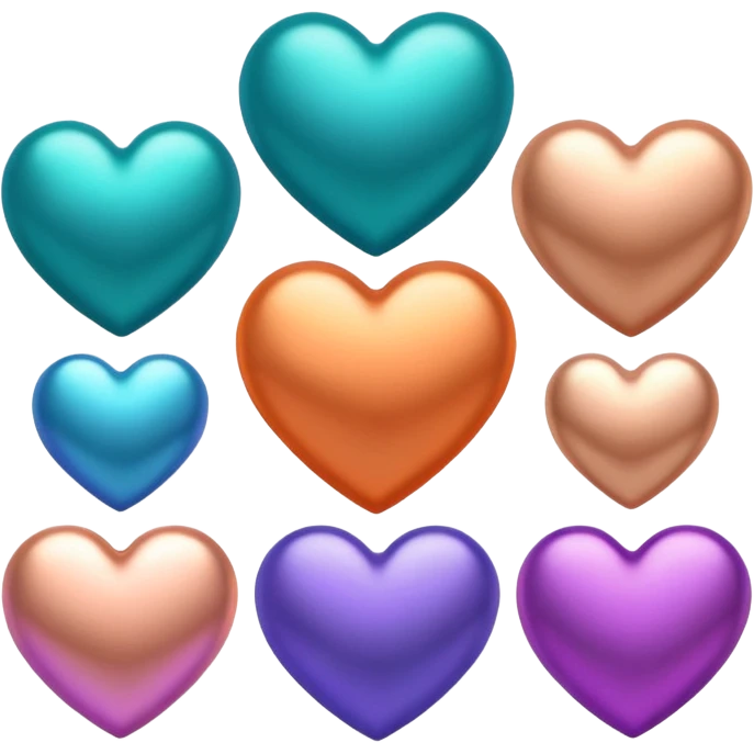I need a teal, orange , purple, and rose gold Heart emoji  emoji