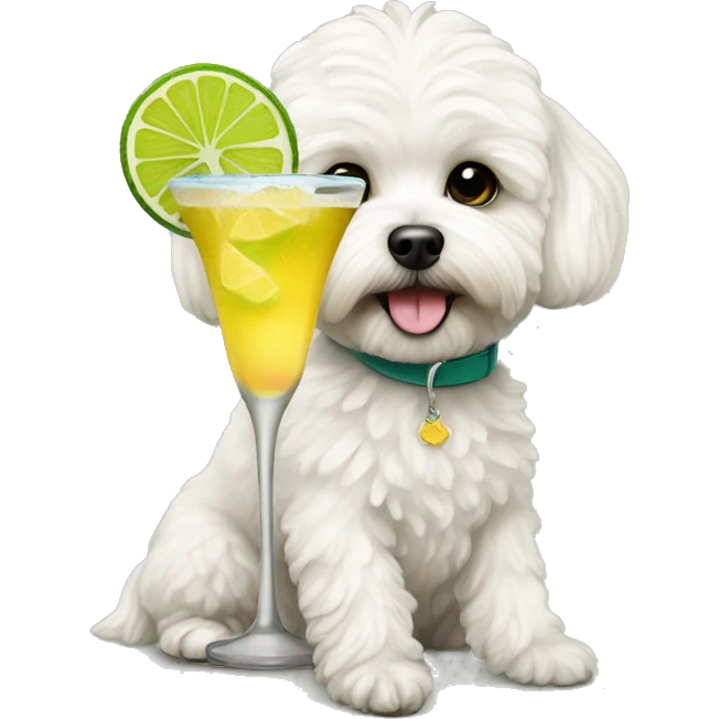 Maltipoo drinking margarita  emoji