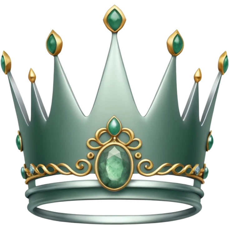 silver feminine crown with moss agate emoji