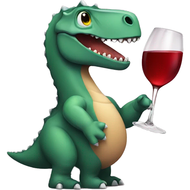 Dinosaur drinking wine emoji