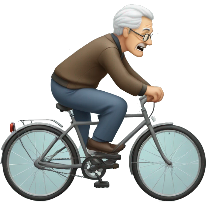 elderly man struggling on bike emoji